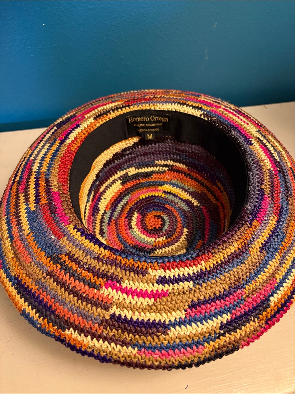 Homero Ortega Handcraft Genuine Panama Hat n Vibrant Multi-Color Toquilla Straw - Picture 6 of 6